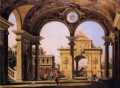 Capriccio de un arco triunfal renacentista visto desde el pórtico de un palacio 1755 Canaletto
